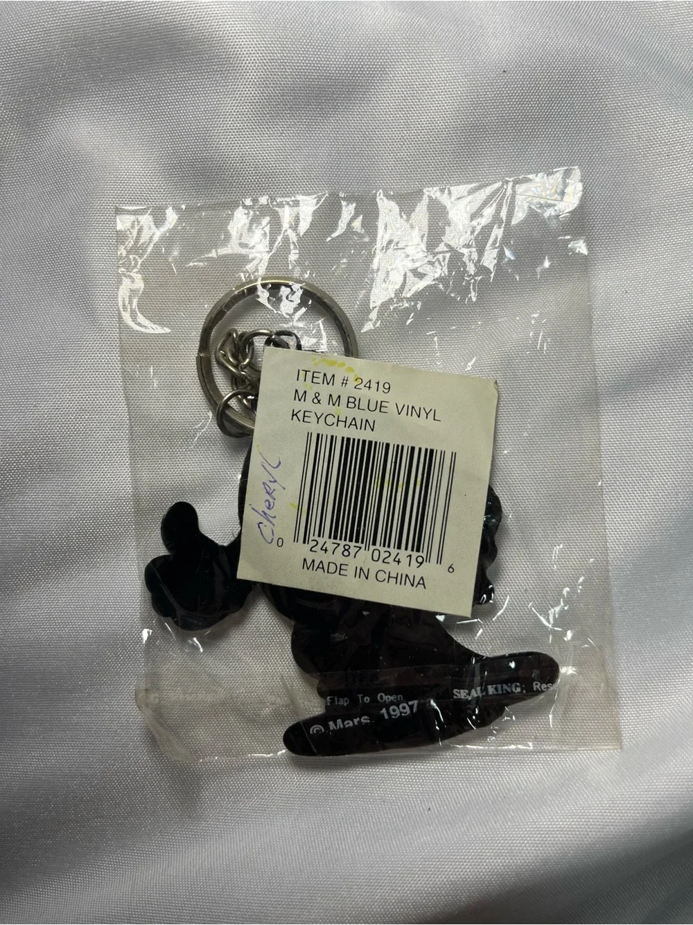 Vintage 1997 Blue M&M Candy Keychain Plastic Sealed New Rare Collectible